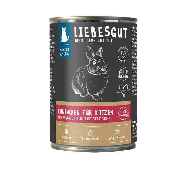 LIEBESGUT BIO SENSITIV WILD KANINCHEN Dziki królik z botwinką i płatkami ryżowymi dla kotów z wrażliwym układem pokarmowym -  400 g.jpg