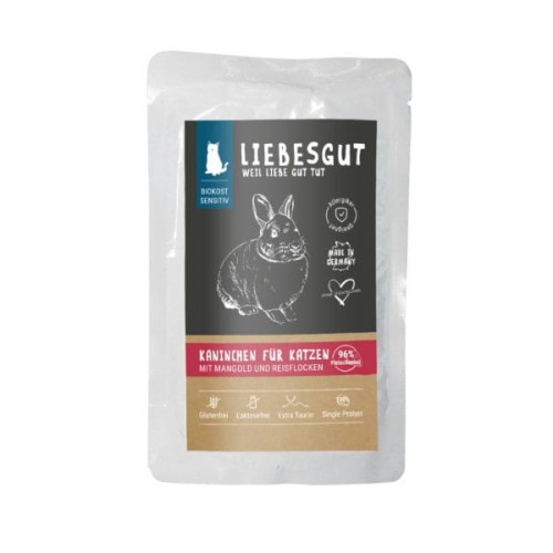 LIEBESGUT BIO SENSITIV WILD KANINCHEN Dziki królik z botwinką i płatkami ryżowymi dla kotów z wrażliwym układem pokarmowym -  100 g.jpg