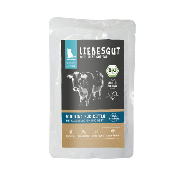 LIEBESGUT JUNIOR BIO RIND Ekologiczna wołowina z płatkami kokosowymi dla kociąt -  100 g.jpg