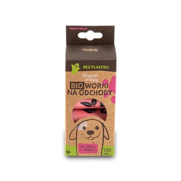 STRABACH Kompostowalne BIOworki na odchody 8 rolek x 15 szt -  kol. różowy.jpg