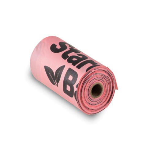 STRABACH Kompostowalne BIOworki na odchody -  1 rolka x 15 szt. -  kolor różowy.jpg