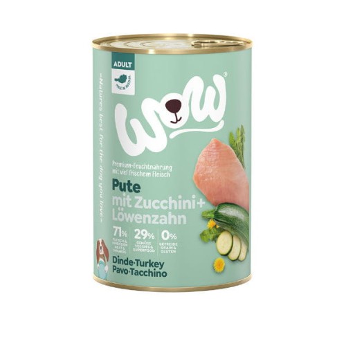 WOW PUTE Indyk z cukinią i mniszkiem lekarskim - karma pełnoporcjowa dla dorosłych psów wszystkich ras - 400 g.jpg