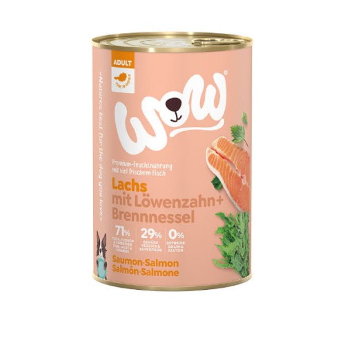 WOW LACHS Łosoś z mniszkiem lekarskim i pokrzywą- karma pełnoporcjowa dla dorosłych psów wszystkich ras - 400 g.jpg