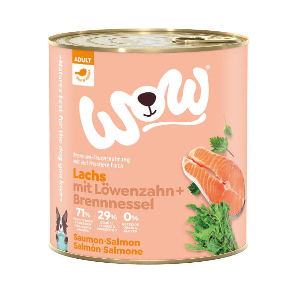 WOW LACHS Łosoś z mniszkiem lekarskim i pokrzywą- karma pełnoporcjowa dla dorosłych psów wszystkich ras - 800 g.jpg
