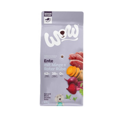 WOW SENIOR ENTE Kaczka z miętą i buraczkami - karma sucha pełnoporcjowa dla psów seniorów powyżej 10 lat.jpg