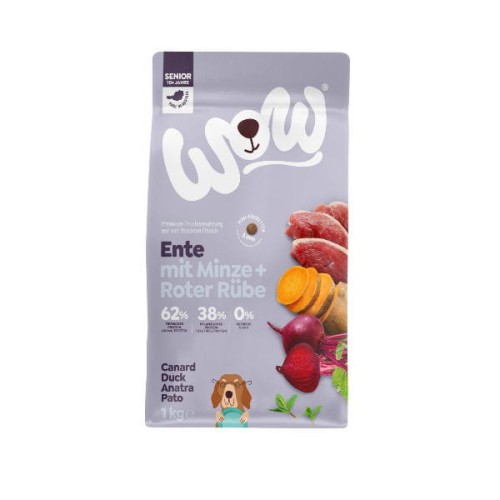 WOW MINI SENIOR ENTE Kaczka z miętą i buraczkami - karma sucha pełnoporcjowa dla starszych psów małych ras - 1 kg.jpg