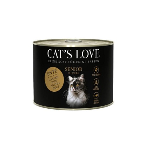 CAT'S LOVE SENIOR ENTE  Kaczka z olejem z krokosza i lubczykiem - karma pełnoporcjowa dla kotów - 200 g x 2 szt..jpg