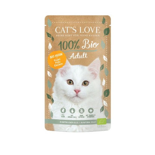 CAT'S LOVE BIO CHICKEN Ekologiczna kaczka w naturalnej galaretce - karma pełnoporcjowa dla kotów dorosłych.jpg