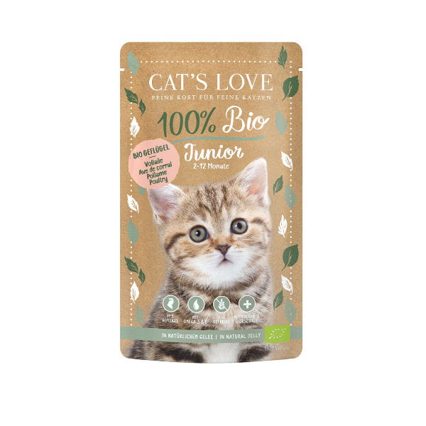 CAT'S LOVE BIO JUNIOR POULTRY Ekologiczny drób w naturalnej galaretce - karma pełnoporcjowa dla kociąt.jpg