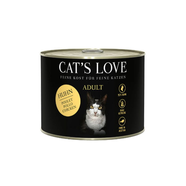 CAT'S LOVE HUHN Kurczak z olejem lnianym i pokrzywą - karma pełnoporcjowa monobiałkowa dla kotów.jpg