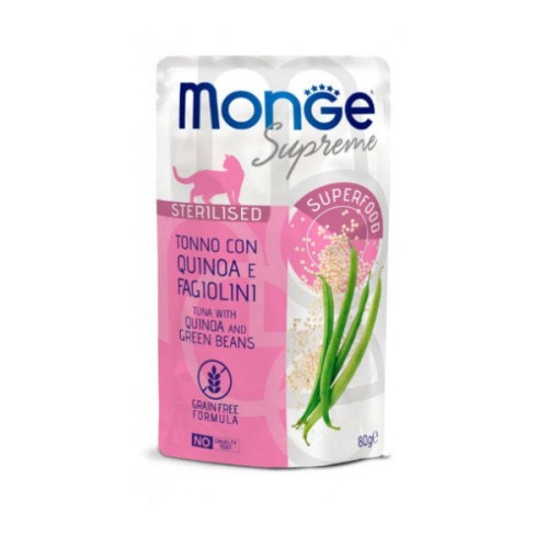 MONGE SUPREME STERILISED - Tuńczyk z komosą i fasolą - karma mokra bezzbożowa dla  dorosłych kotów po sterylizacji.jpg