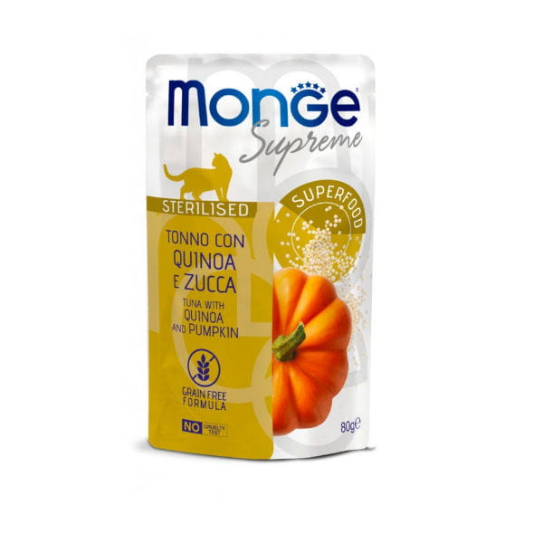MONGE SUPREME STERILISED - Tuńczyk z komosą i dynią - karma mokra bezzbożowa dla dorosłych kotów po sterylizacji.jpg