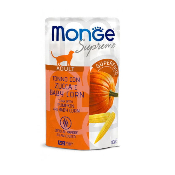 MONGE SUPREME ADULT - Tuńczyk z dynią i kukurydzą - karma mokra bezzbożowa dla dorosłych kotów.jpg