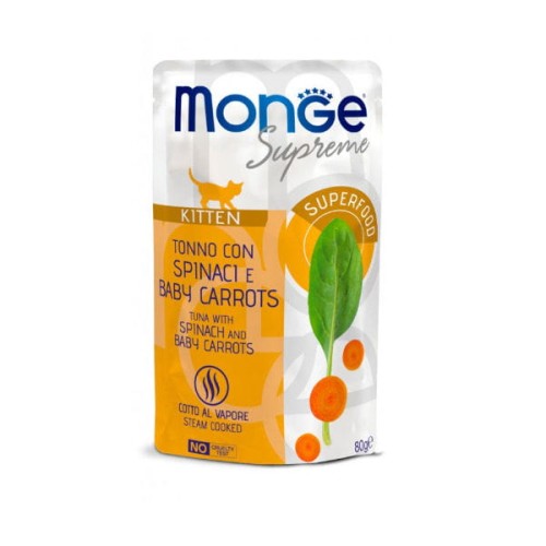 MONGE SUPREME KITTEN - Tuńczyk ze szpinakiem i marchewką - karma mokra bezzbożowa dla kociąt.jpg