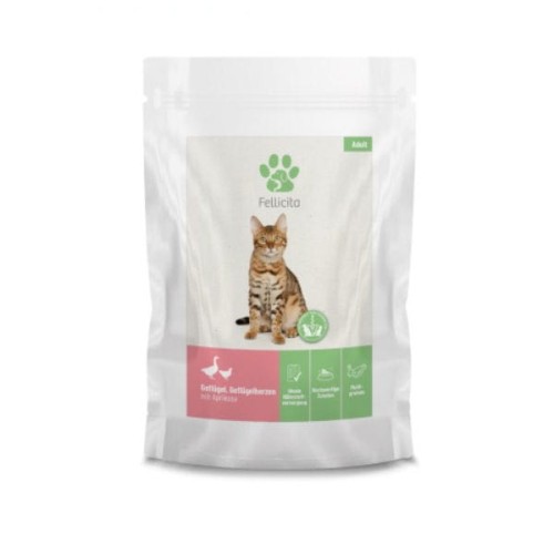 FELLICITA CAT Drób i serca drobiowe z morelami - karma pełnoporcjowa dla kotów - 85 g.jpg