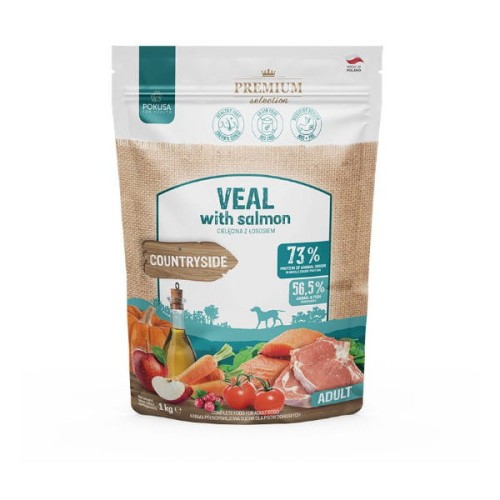 POKUSA PREMIUM SELECTION ADULT VEAL WITH SALMON Karma sucha pełnoporcjowa z cielęciną i łososiem dla dorosłych psów - różna waga -  1 kg.jpg