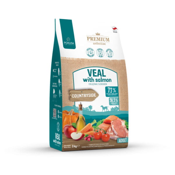 POKUSA PREMIUM SELECTION ADULT VEAL WITH SALMON Karma sucha pełnoporcjowa z cielęciną i łososiem dla dorosłych psów - 3 kg.jpg