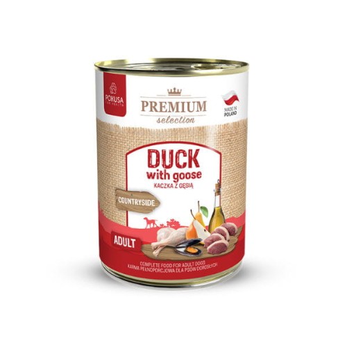 POKUSA PREMIUM SELECTION COUNTRYSIDE DUCK WITH GOOSE Kaczka z gęsią - pełnoporcjowa karma mokra dla psów dorosłych - 400 g.jpg