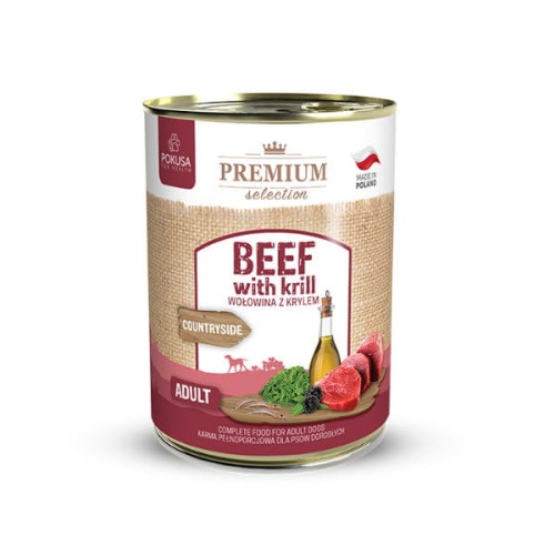 POKUSA PREMIUM SELECTION COUNTRYSIDE BEEF WITH KRILL Wołowina z krylem - pełnoporcjowa karma mokra dla psów dorosłych - 400 g.jpg