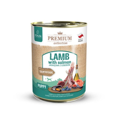 POKUSA PREMIUM SELECTION COUNTRYSIDE PUPPY LAMB WITH SALMON Jagnięcina z łososiem - pełnoporcjowa karma mokra dla szczeniąt - 400 g.jpg