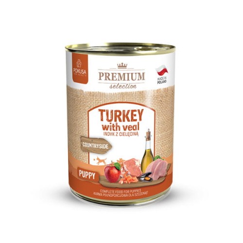 POKUSA PREMIUM SELECTION COUNTRYSIDE PUPPY TURKEY WITH VEAL Indyk z cielęciną - pełnoporcjowa karma mokra dla szczeniąt - 400 g.jpg