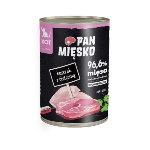 PAN MIĘSKO KURCZAK Z CIELĘCINĄ Karma pełnoporcjowa dla kociąt - 400 g.jpg