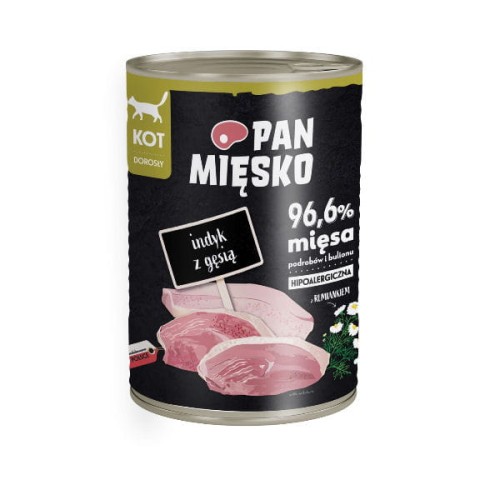 PAN MIĘSKO INDYK Z GĘSIĄ Karma pełnoporcjowa dla kotów - 400 g.jpg