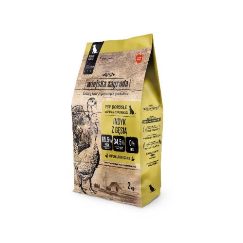 WIEJSKA ZAGRODA Karma sucha INDYK Z GĘSIĄ dla średnich i dużych psów -  2 kg.jpg