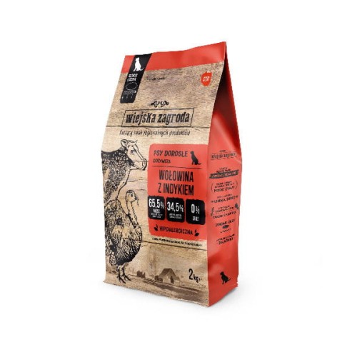 WIEJSKA ZAGRODA Karma sucha WOŁOWINA Z INDYKIEM dla psów dużych i olbrzymich - 2 kg.jpg