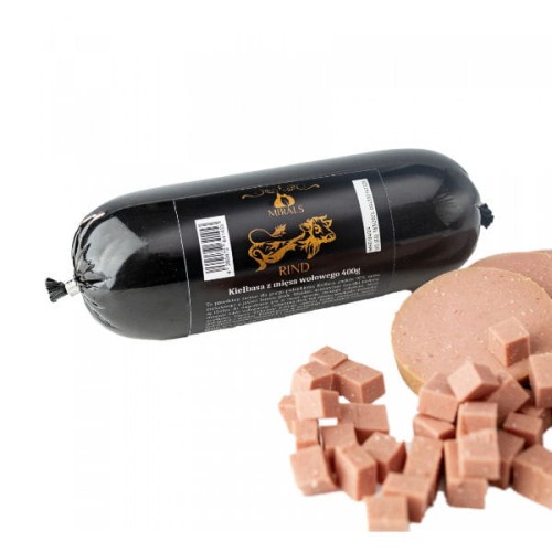 MIRALS Kiełbasa treningowa z wołowiny dla psów - 400 g.jpg