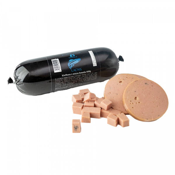 MIRALS Kiełbasa treningowa z łososia dla psów - 400 g.jpg