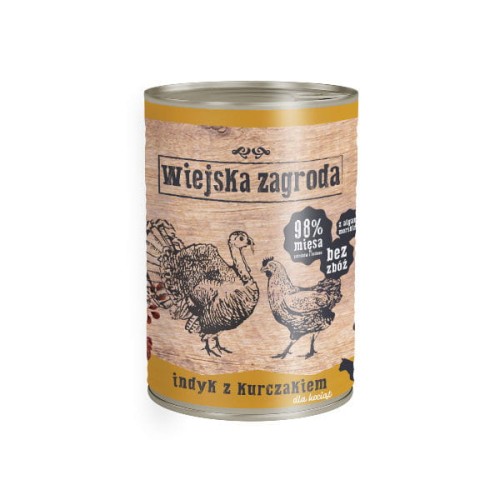 WIEJSKA ZAGRODA Karma mokra Indyk z kurczakiem dla kociąt - 400 g.jpg