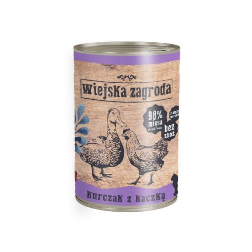 WIEJSKA ZAGRODA Karma mokra dla kotów - kurczak z kaczką  - 400 g.jpg