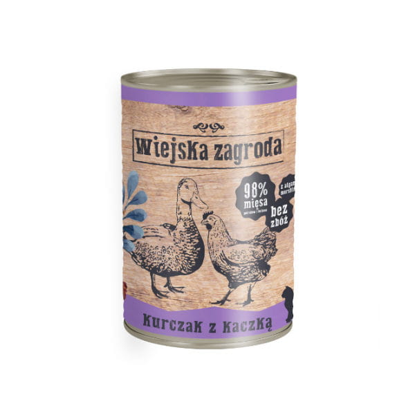 WIEJSKA ZAGRODA Karma mokra dla kotów - kurczak z kaczką  - 400 g.jpg