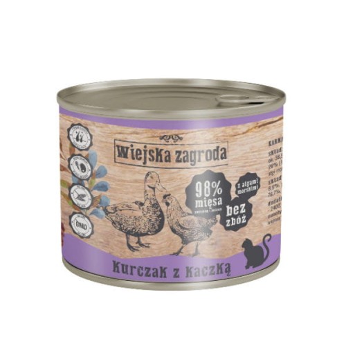 WIEJSKA ZAGRODA Karma mokra dla kotów - kurczak z kaczką - 200 g.jpg