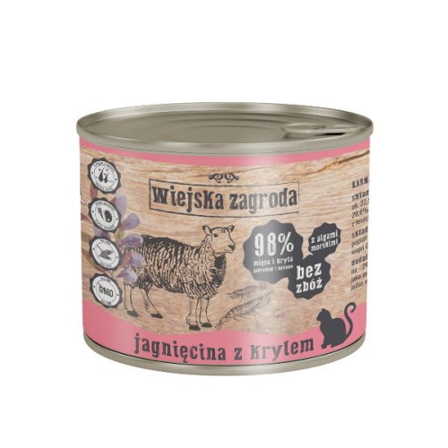 WIEJSKA ZAGRODA Karma mokra dla kotów - jagnięcina z krylem - 200 g.jpg