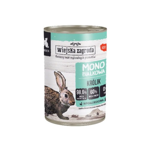 WIEJSKA ZAGRODA Karma mokra monobiałkowa dla kociąt - królik - 400 g.jpg