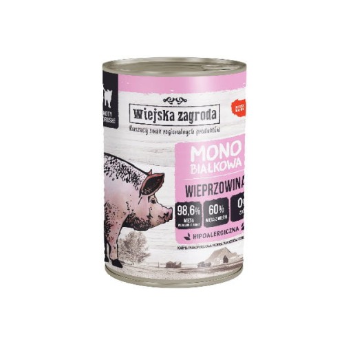 WIEJSKA ZAGRODA Karma mokra monobiałkowa dla kotów - wieprzowina - 400 g.jpg