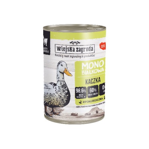 WIEJSKA ZAGRODA Karma mokra monobiałkowa dla kotów - kaczka - 400 g.jpg