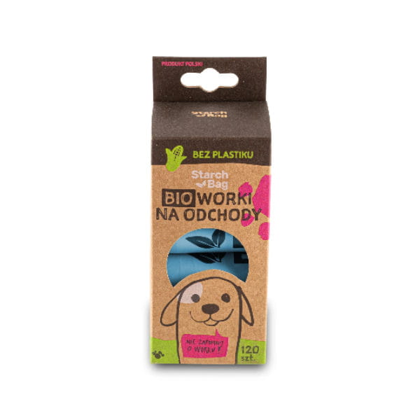 STARCHBAG Kompostowalne BIOworki na odchody 8 rolek x 15 szt -  kol. niebieski.jpg
