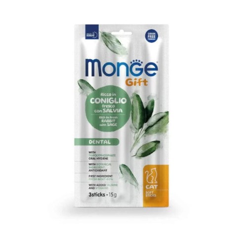 Przysmaki dla kotów MONGE GIFT STICKS DENTAL Królik z szałwią - 15 g.jpg
