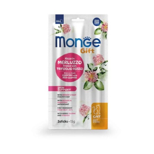 Przysmaki dla kotów MONGE GIFT STICKS DENTAL Dorsz z czerwoną koniczyną - 15 g.jpg