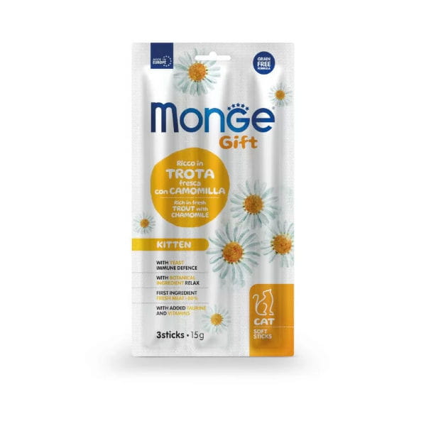 Przysmaki dla kociąt MONGE GIFT STICKS KITTEN Pstrąg z rumiankiem - 15 g .jpg