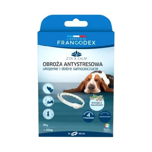 FRANCODEX Obroża antystresowa z walerianą dla psów do 25 kg.jpg