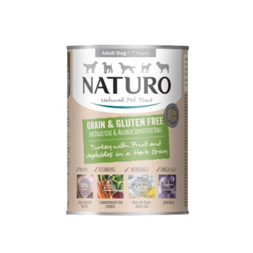 NATURO ADULT DOG Karma mokra dla psów - indyk w sosie ziołowym - 390 g.jpg