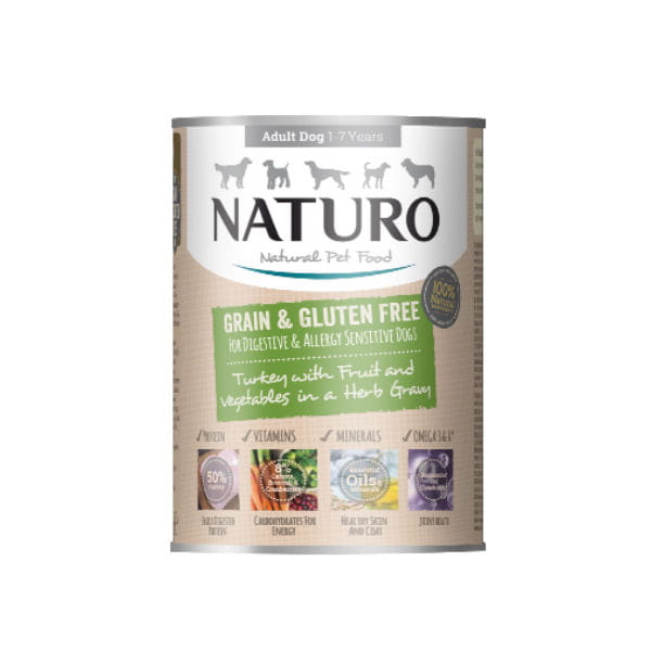NATURO ADULT DOG Karma mokra dla psów - indyk w sosie ziołowym - 390 g.jpg