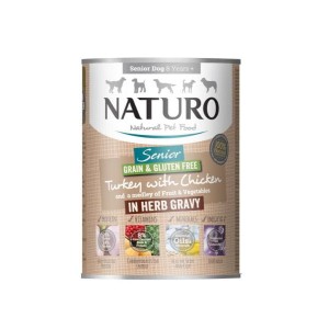 NATURO SENIOR Karma mokra dla starszych psów - indyk i kurczak w sosie ziołowym - 390 g 