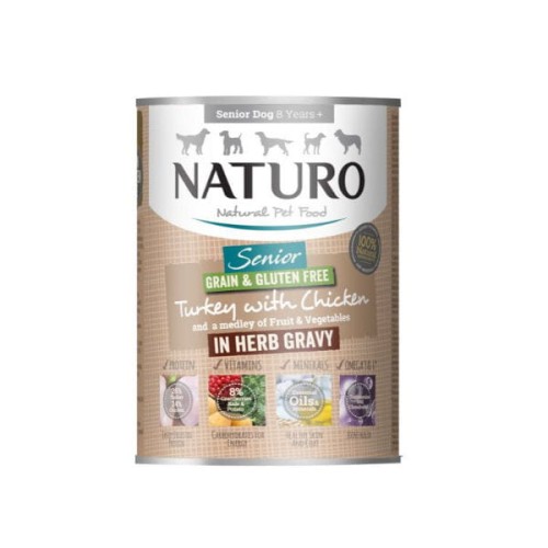 NATURO SENIOR Karma mokra dla starszych psów - indyk i kurczak w sosie ziołowym - 390 g.jpg