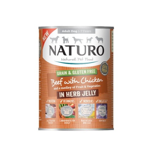 NATURO ADULT Karma dla psów - wołowina i kurczak w galaretce dla psów - 390g.jpg