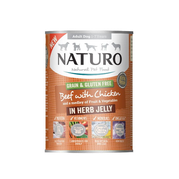 NATURO ADULT Karma dla psów - wołowina i kurczak w galaretce dla psów - 390g.jpg
